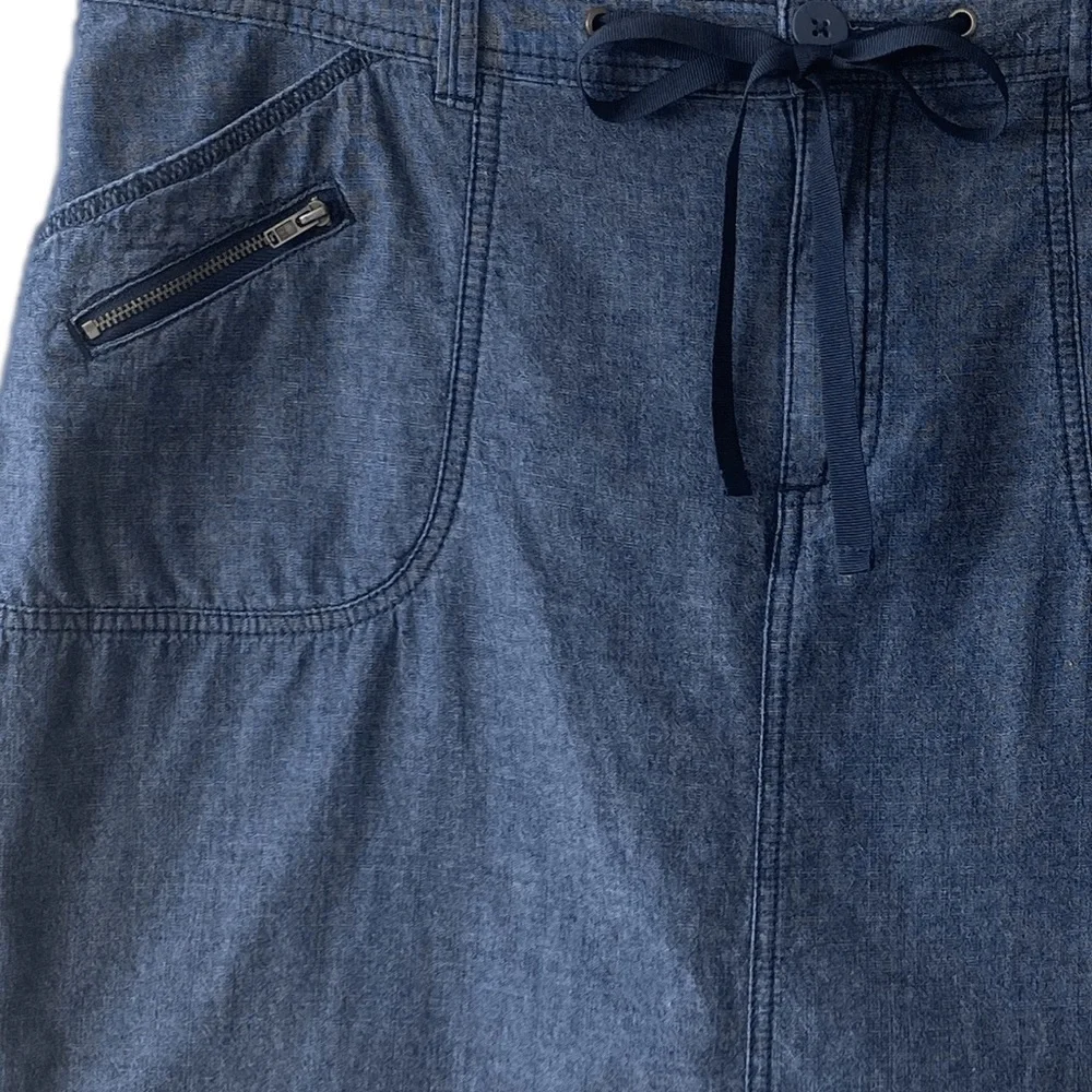 Chambray Skort Tie Waist Chambray Denim Style Shorts Skirt White Stag Size 14